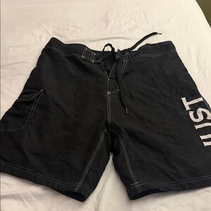 burnside Black Men's Board Shorts with White Logo